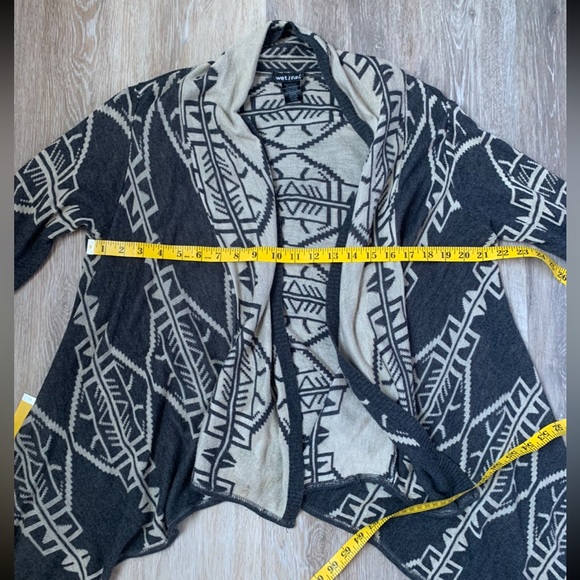 Wet Seal Tribal Aztec Blue & Tan Open Front Cardigan large - Picture 13 of 16